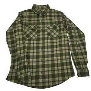 Magpul Industries Shirt Men Medium Green Yellow Plaid Logger Flannel Snap Button